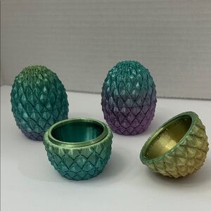 3 beautifully 3D printed rainbow metallic dragon eggs!